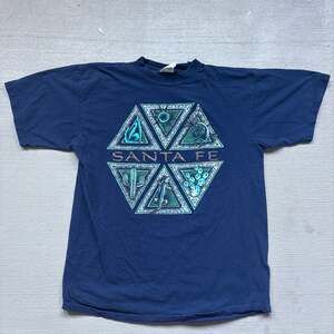 Vintage 90s Santa Fe New Mexico Graphic T-Shirt Navy Blue Tultex XL